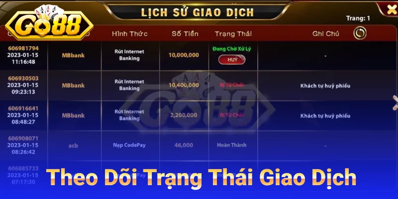 Theo Dõi Trạng Thái Giao Dịch Sau Khi Làm Lệnh Rút